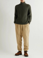 EDWIN - Slim-Fit Garment-Washed Ribbed-Knit Rollneck Sweater - Green