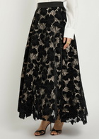 Alice + Olivia Lorena Cutwork Lace Maxi Skirt Black