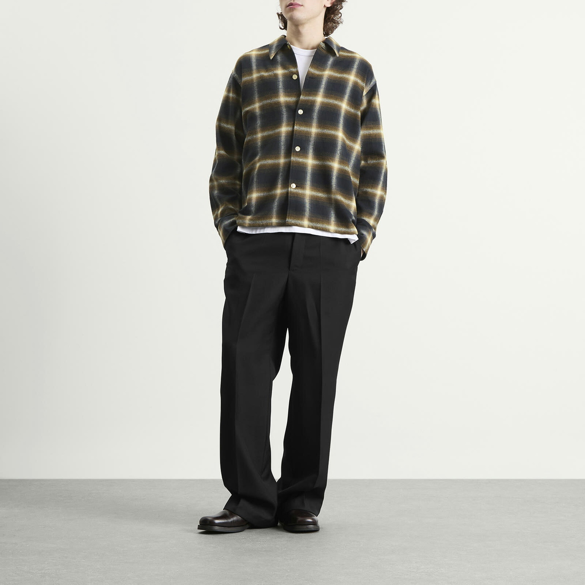 Second/Layer Men's Second Layer Logan Ombre Long Sleeve Check Shirt in Olive Check