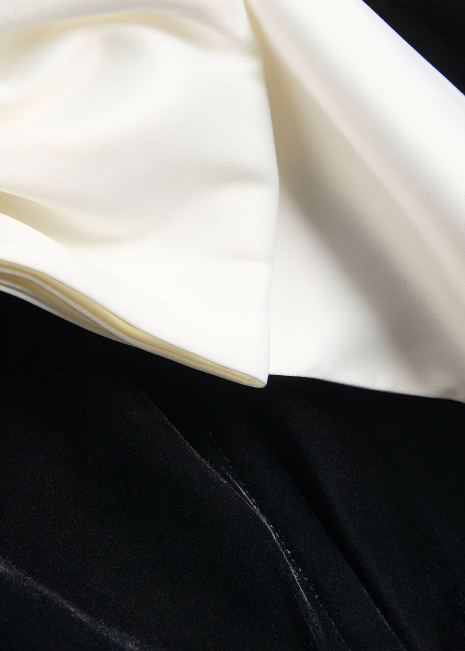 Sister Jane Kelly Bow-appliquéd Velvet Midi Dress Black And White
