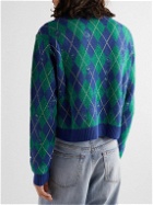 Liberal Youth Ministry - Logo-Appliquéd Checked Wool-Blend Sweater - Green