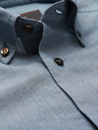 Brioni - Button-Down Collar Cotton-Chambray Shirt - Blue