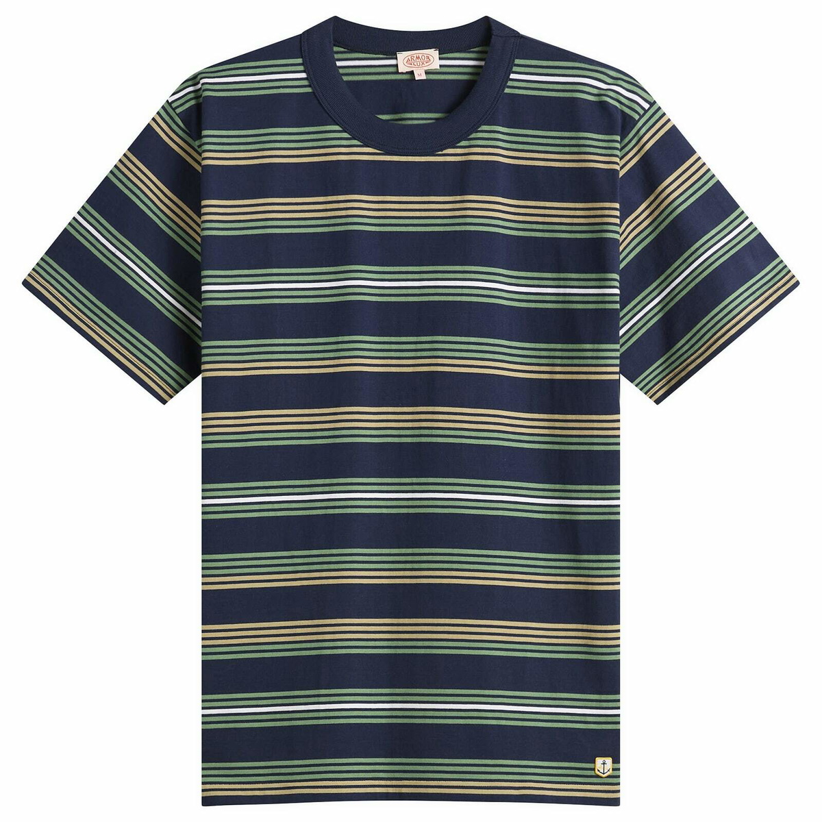 Armor-Lux Men's Multi Stripe T-Shirt in Marine Deep/Ivy/Treehouse /