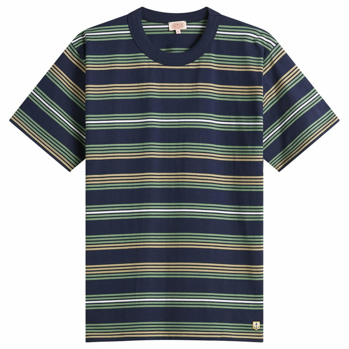 Photo: Armor-Lux Men's Multi Stripe T-Shirt in Marine Deep/Ivy/Treehouse /