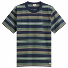 Armor-Lux Men's Multi Stripe T-Shirt in Marine Deep/Ivy/Treehouse /