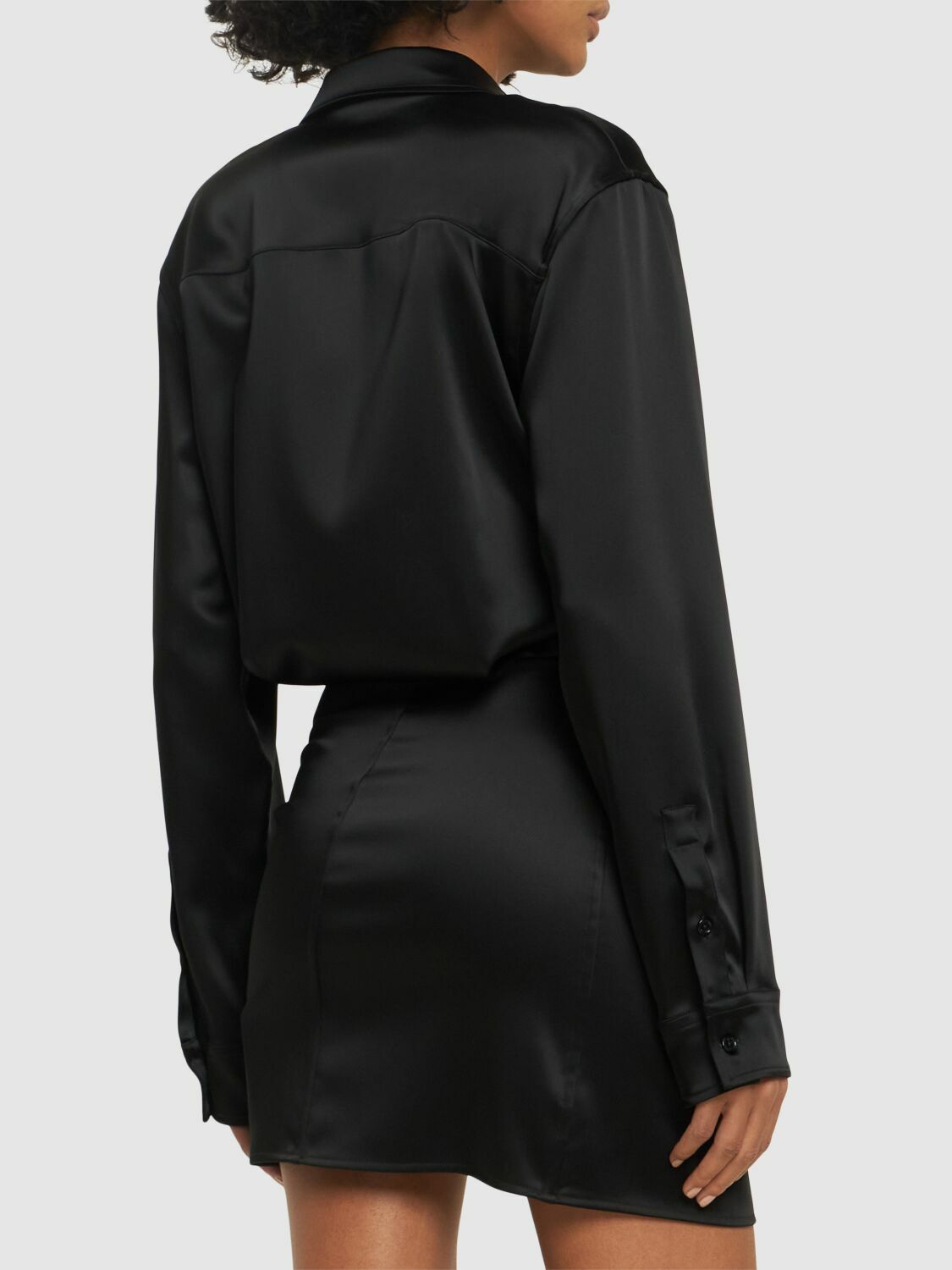 twist satin shirt dress Green Satin Midi Dress - Twist-Front Dress - Strapless Slip Dress