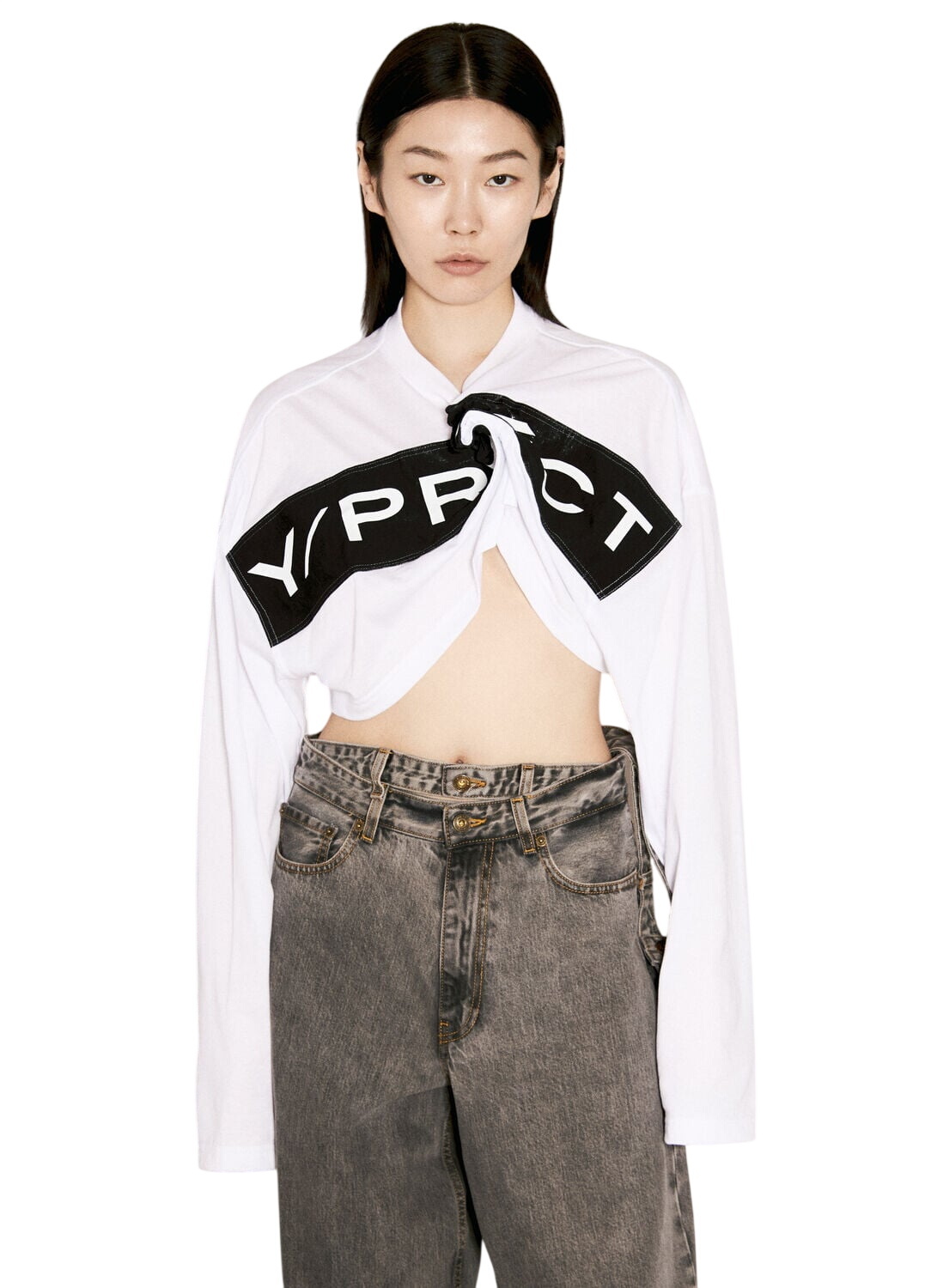 Y/Project White Upside Down Long Sleeve T-Shirt Y/Project