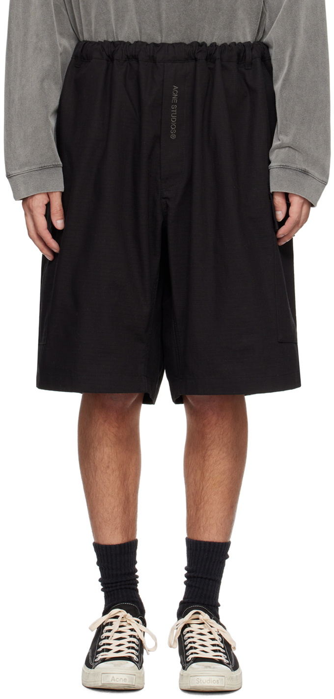 Acne Studios Black Embroidered Shorts Acne Studios