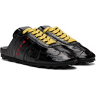 Marni Black Croc-Effect Leather Softy Soccer Slip-On Sneakers