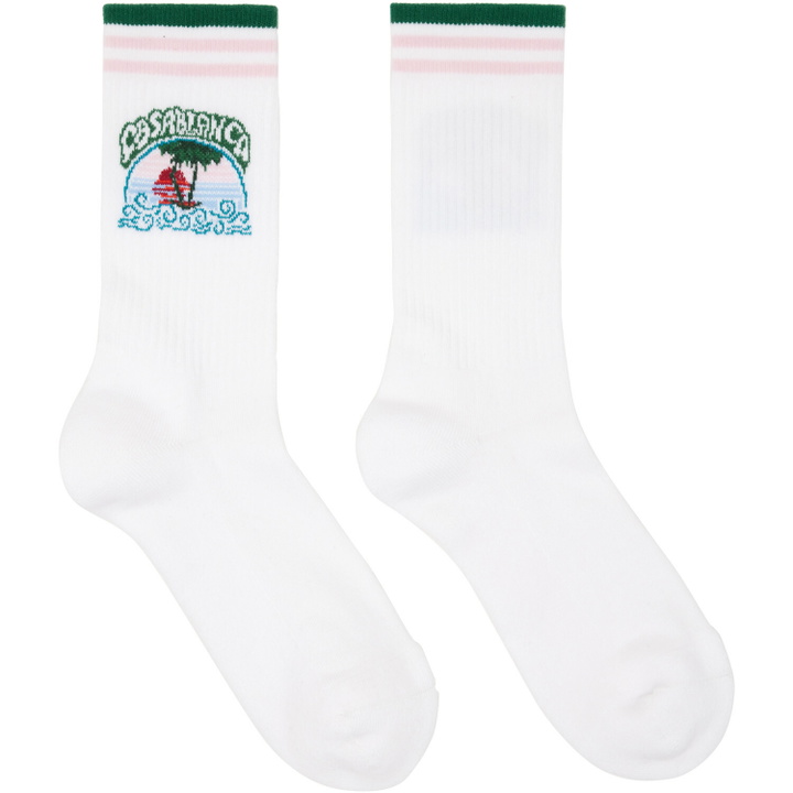 Photo: Casablanca White Palm Tree Emblem Socks