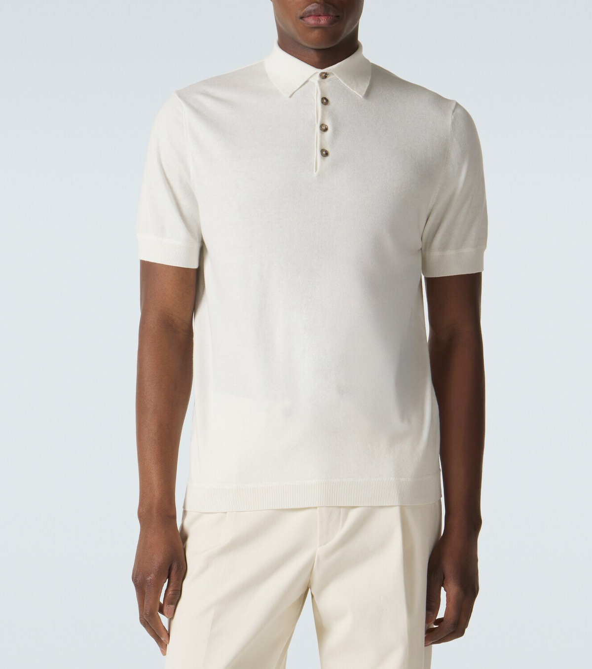 Allude Cotton, silk, and cashmere polo shirt