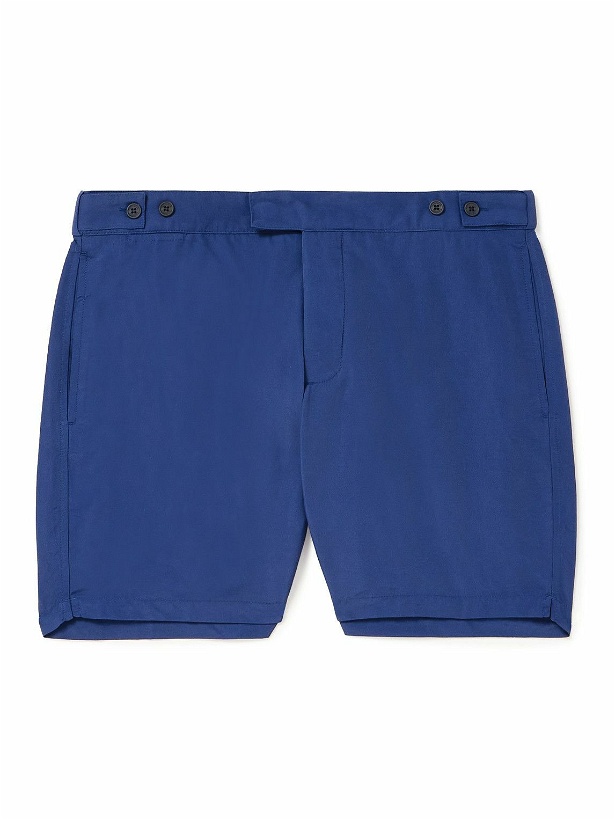 Photo: Frescobol Carioca - Tailored Slim-Fit Mid-Length Swim Shorts - Blue