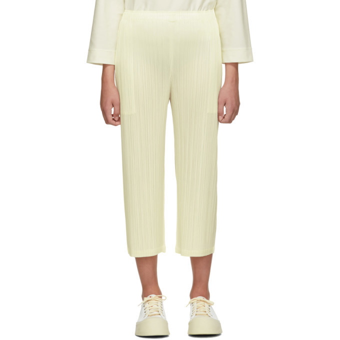 Photo: Pleats Please Issey Miyake SSENSE Exclusive White Pleated Wide-Leg Trousers