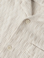 Corridor - Camp-Collar Cotton-Jacquard Shirt - White