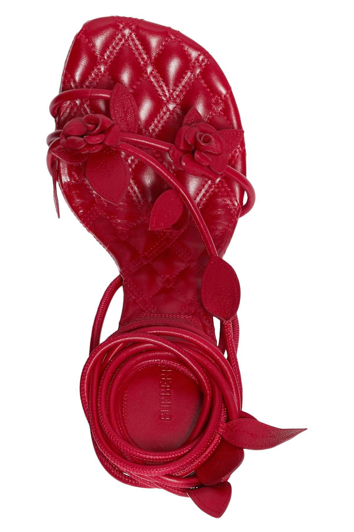 BURBERRY ivy flora leather sandals with heel. Red Burberry