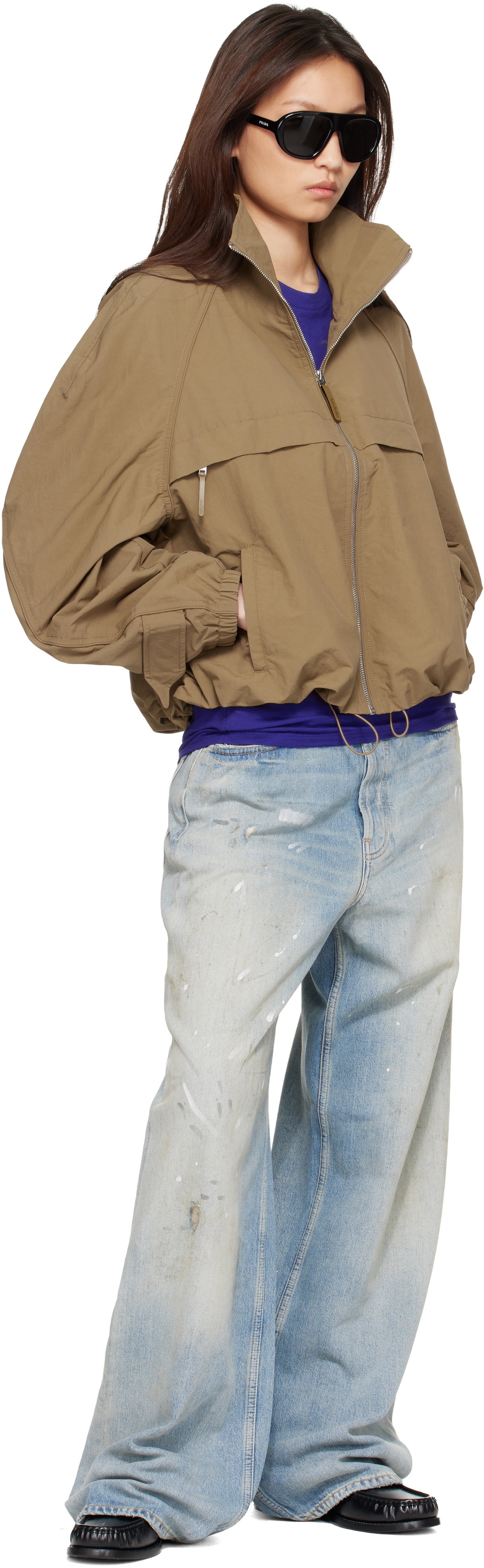 Acne Studios Tan Nylon Logo Jacket