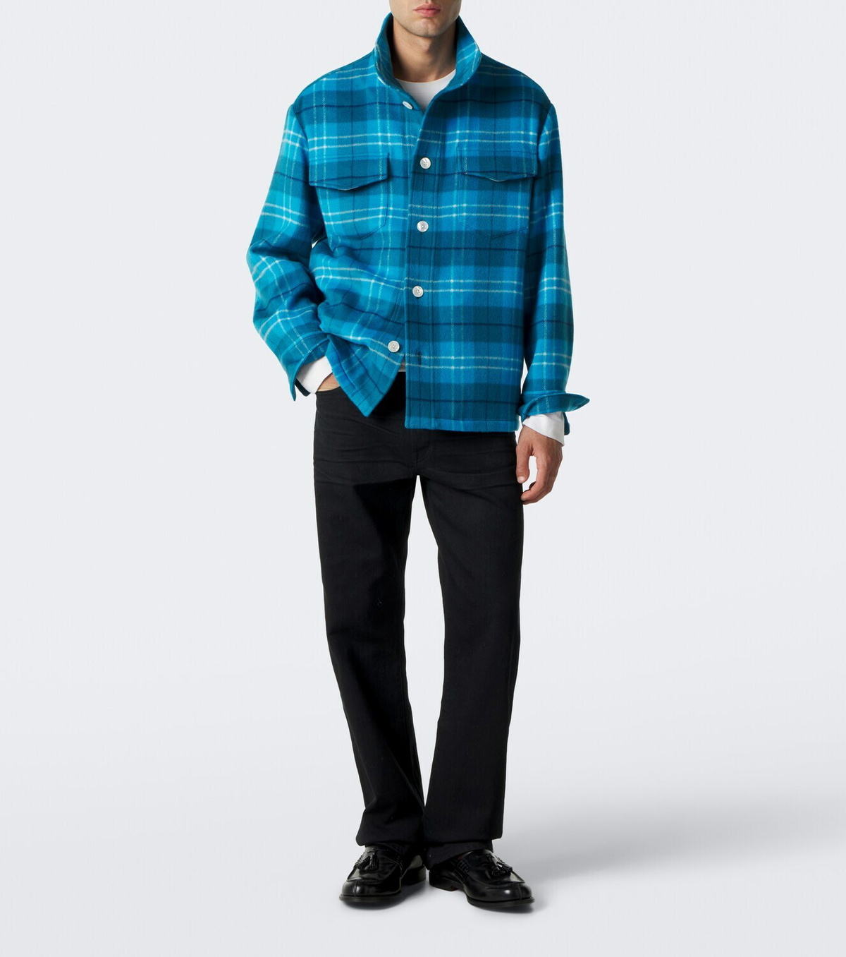 Umit Benan St. Moritz plaid cashmere overshirt