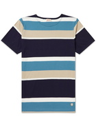 Armor Lux - Logo-Appliquéd Striped Cotton-Jersey T-Shirt - Blue