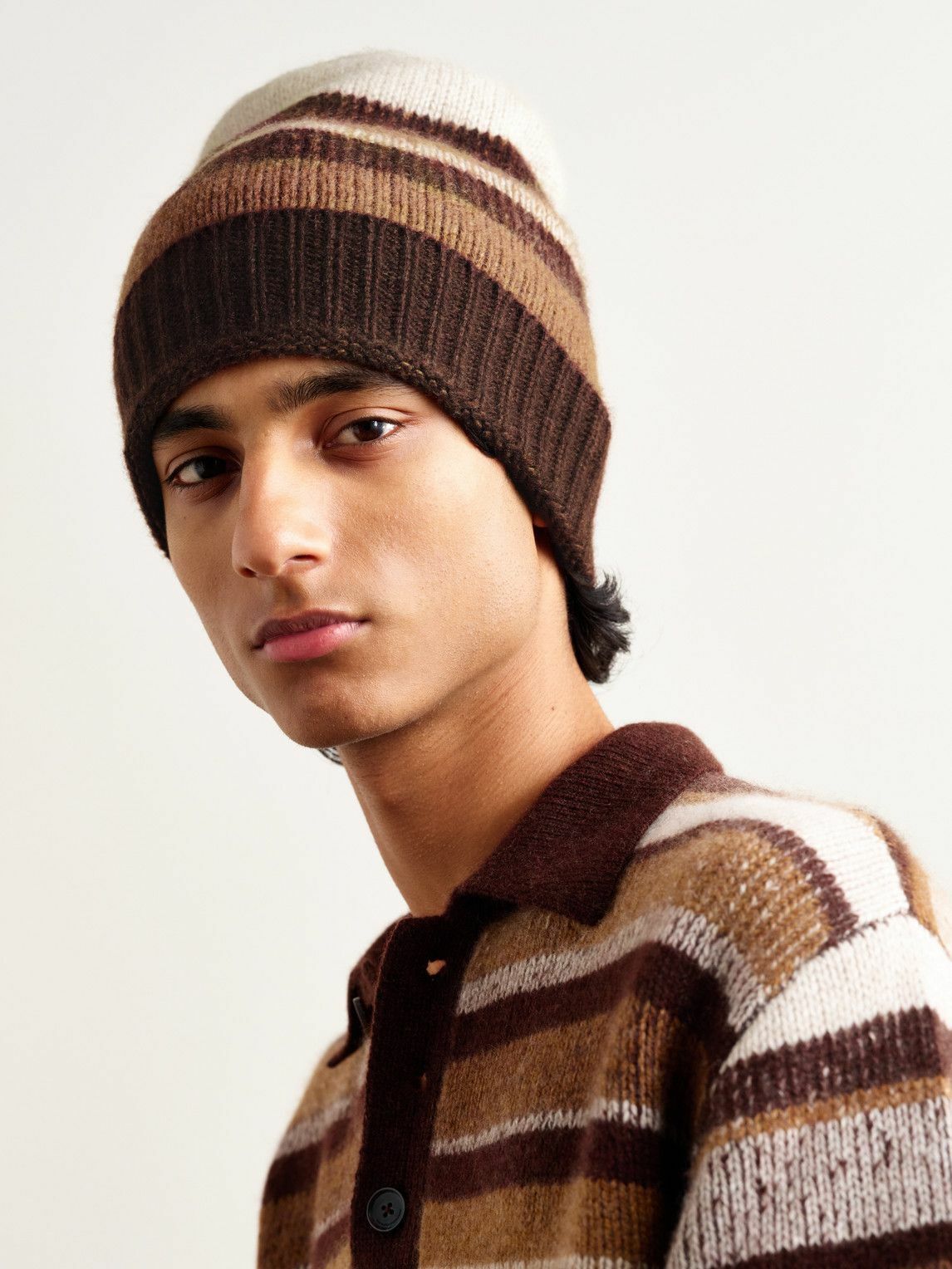 The Elder Statesman - Striped Cashmere Beanie