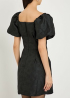 Sister Jane Cocktail Floral-jacquard Woven Mini Dress Black And White