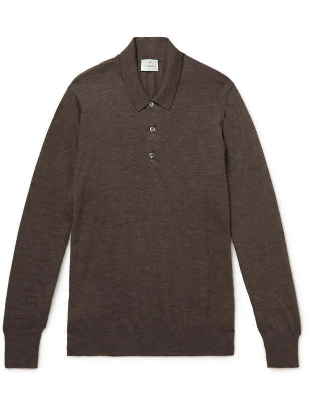 Photo: Kingsman - Cashmere Polo Shirt - Brown