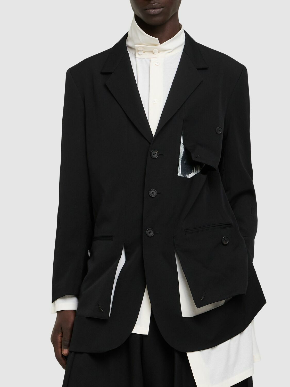 YOHJI YAMAMOTO Diagonal Button Wool Jacket Yohji Yamamoto