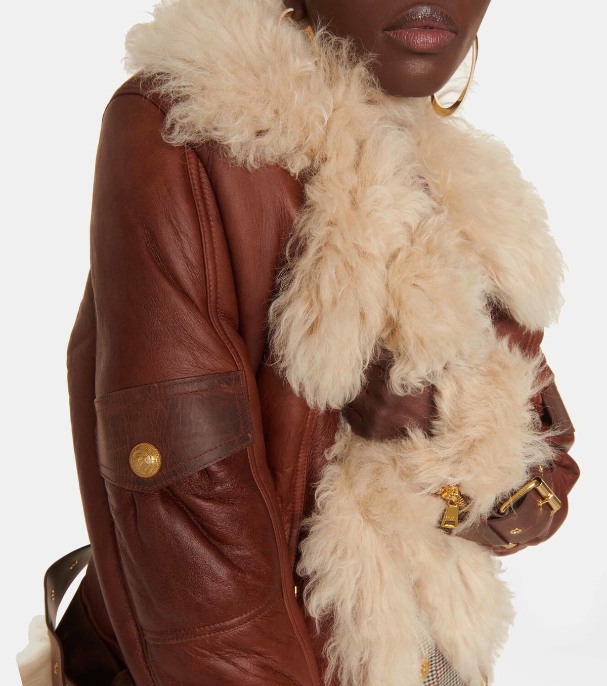 Balmain Shearling Jacket Balmain Shearling-collar Leather Jacket