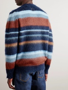 Etro - Striped Brushed Mohair-Blend Sweater - Blue