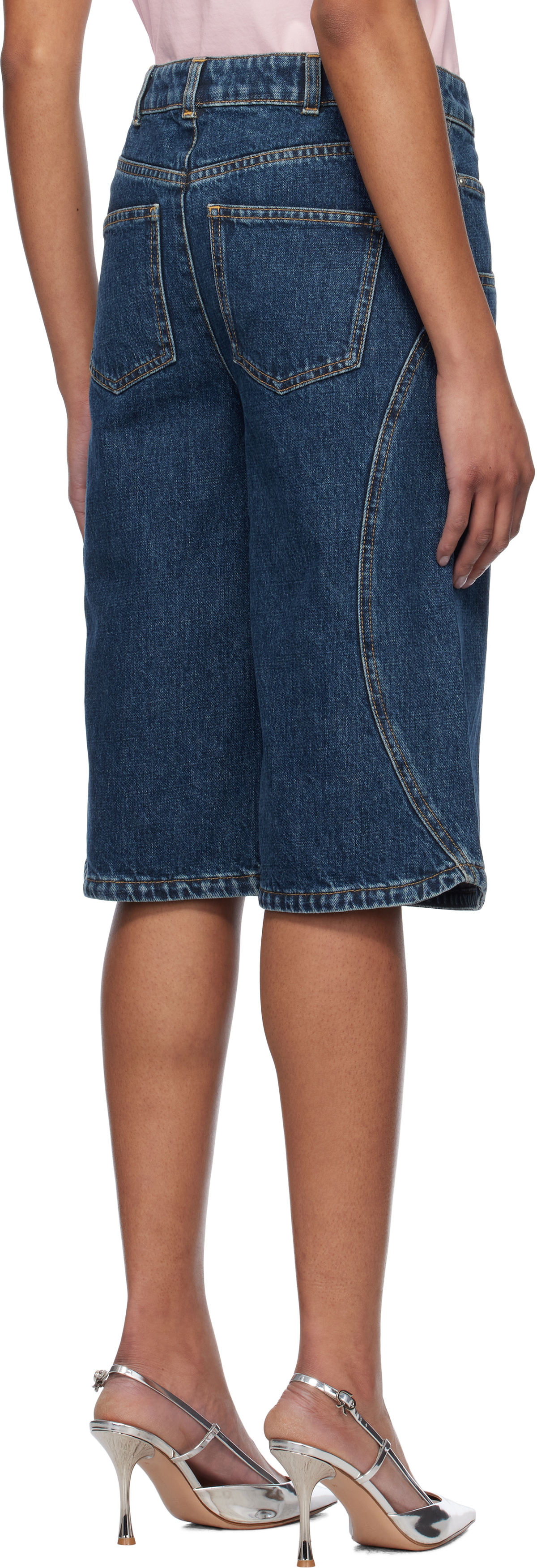 Givenchy Blue Curved Side Denim Shorts