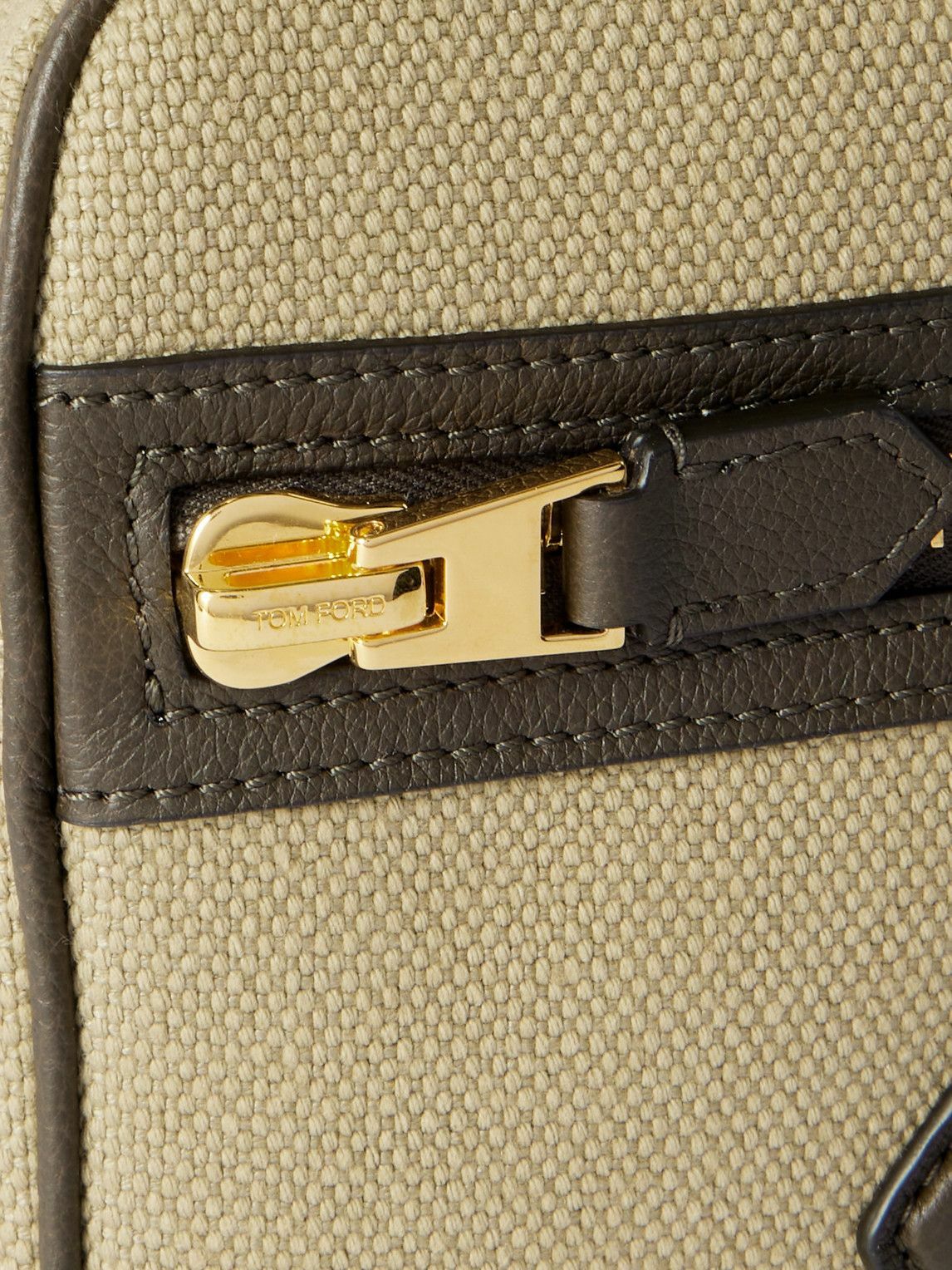 TOM FORD - Logo-Embossed Leather-Trimmed Cotton-Canvas Messenger Bag