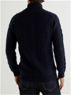 Johnstons of Elgin - Shawl-Collar Cable-Knit Cashmere Cardigan - Blue