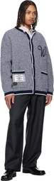 WOOYOUNGMI Navy Round Neck Logo Cardigan
