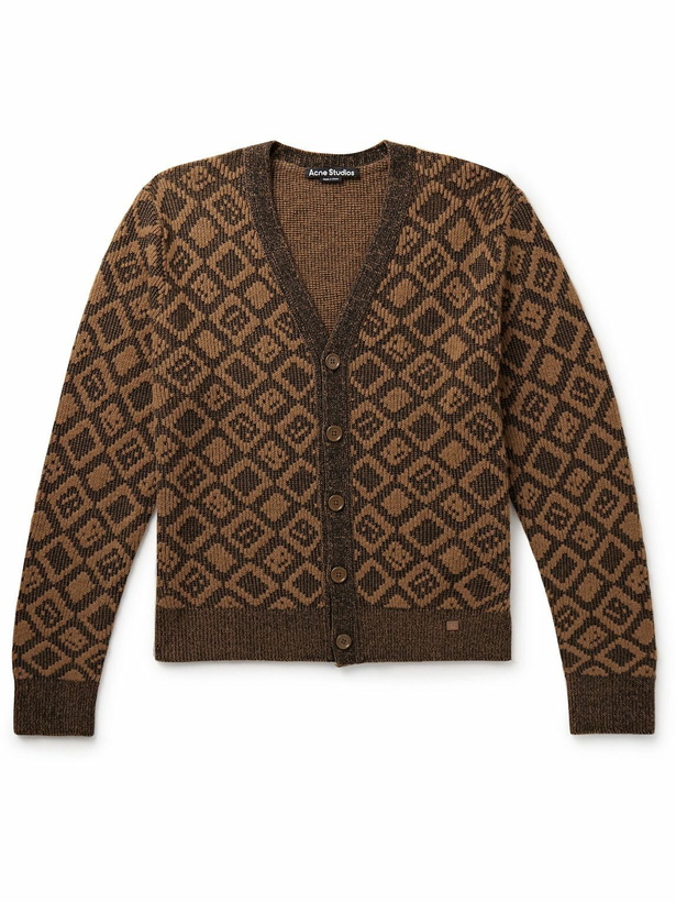 Photo: Acne Studios - Kerid Jacquard-Knit Wool and Cotton-Blend Cardigan - Brown