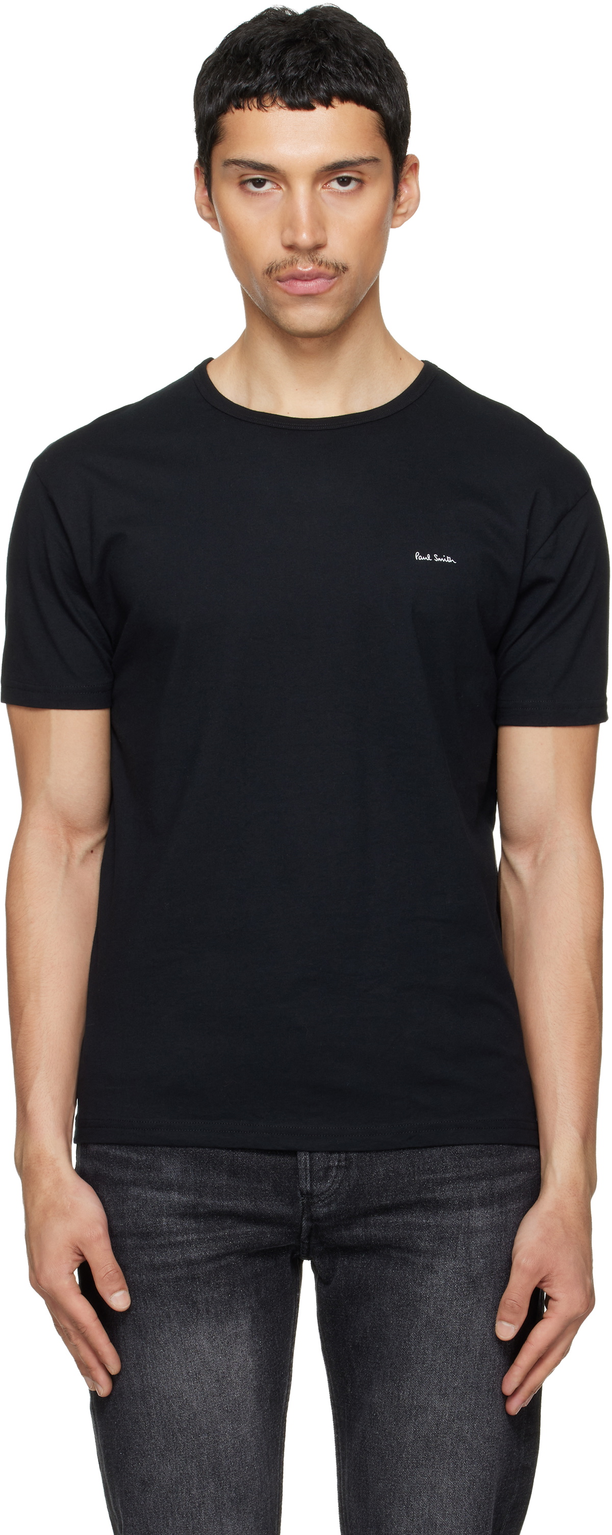 Paul Smith Three-Pack Black Organic Cotton Logo Lounge T-shirts