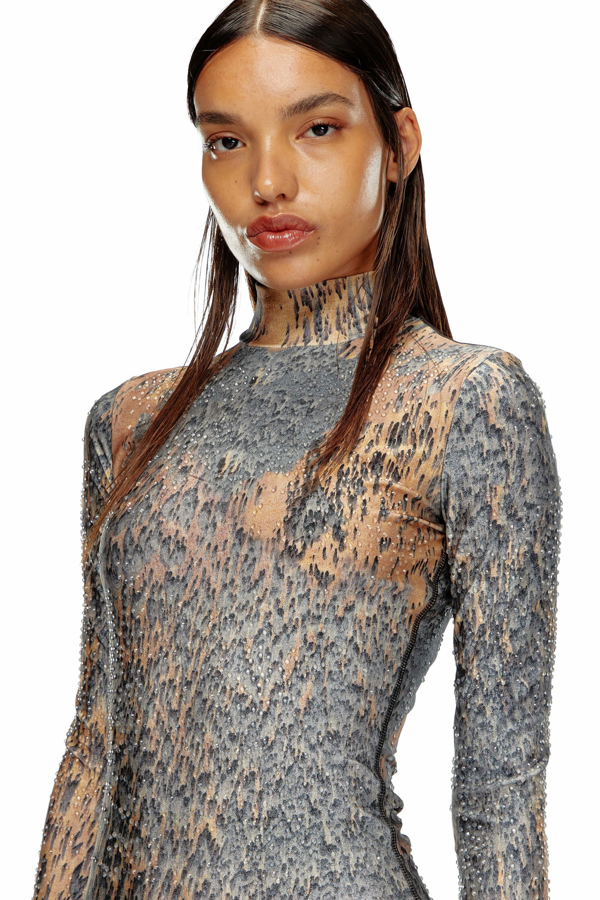 green emerald velvet dress Diesel 'd-tru' Metallic Jersey Dress – HONEY HIRE BOUTIQUE main image 0