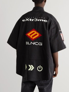 Balenciaga - Oversized Logo-Appliquéd Embroidered Stretch-Cotton Twill Shirt - Black