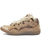 Lanvin Men's Suede Curb Sneakers in Taupe