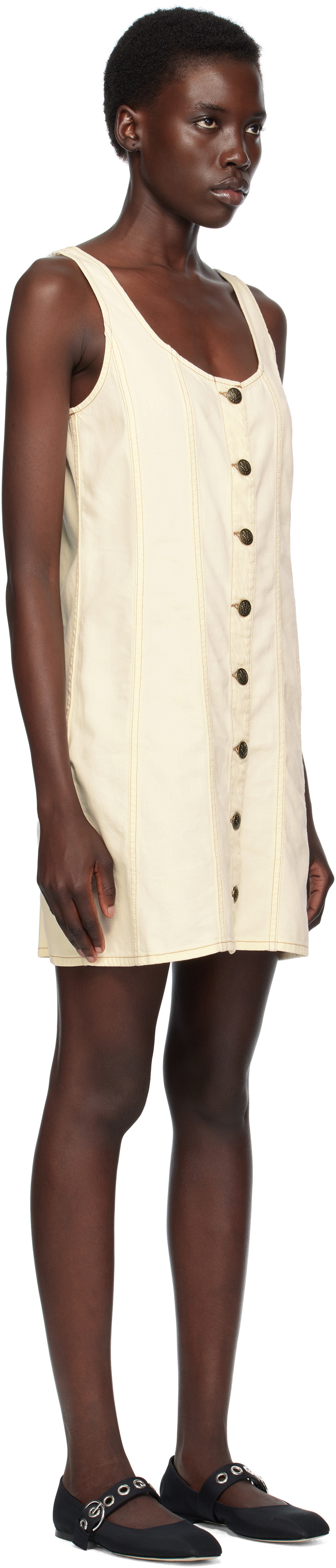 rag & bone Beige Laney Denim Minidress