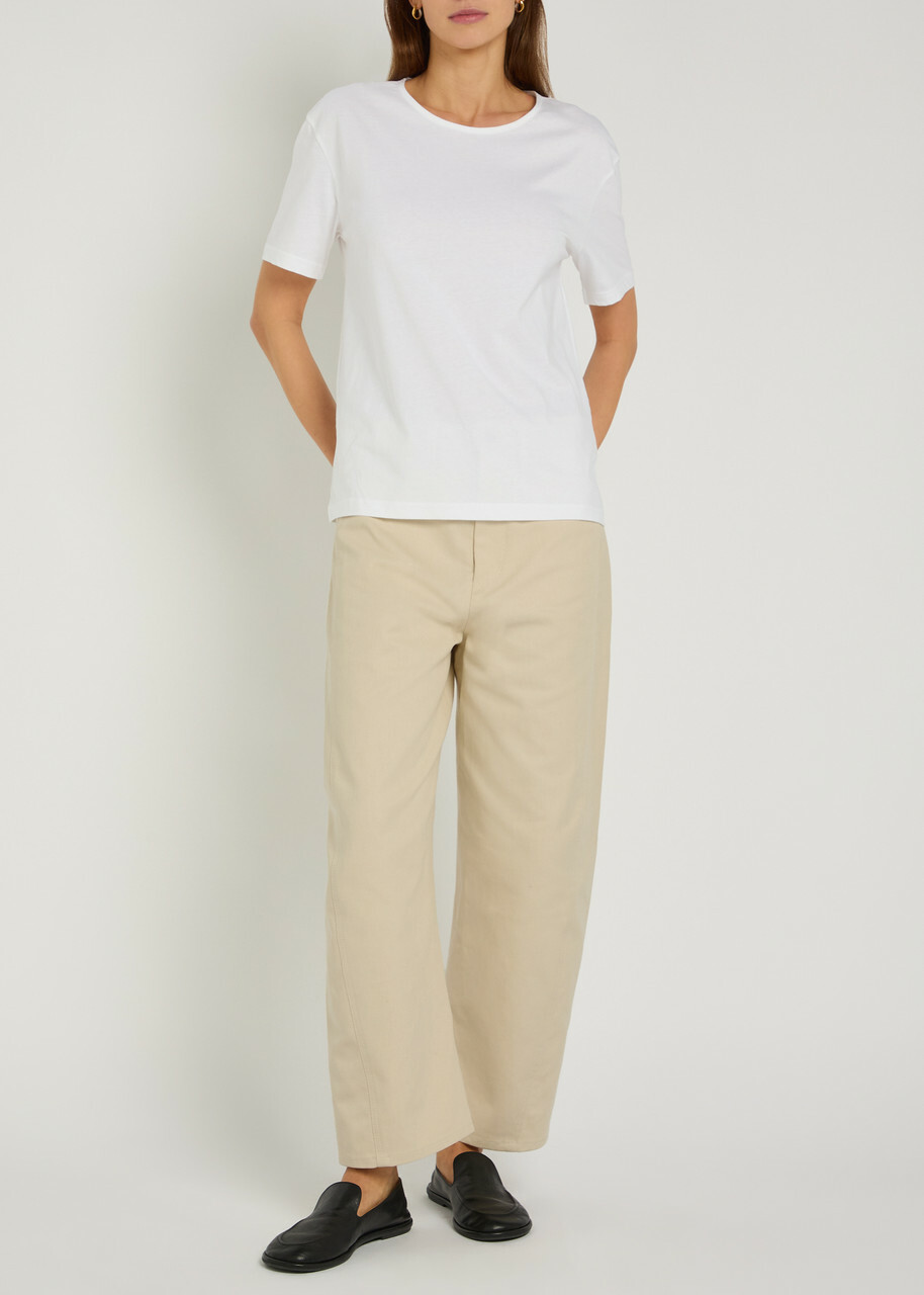 Maria Mcmanus Bow Crop Barrel-leg Jeans Ecru