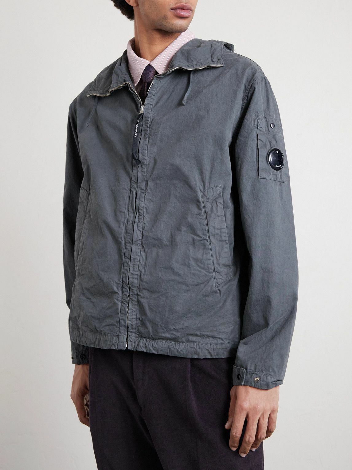 C.P. Company - Crinkled-Cotton Hooded Jacket - Gray C.P. Company