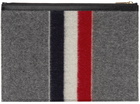 Thom Browne Grey Wool Stripe Medium Zippered Document Holder