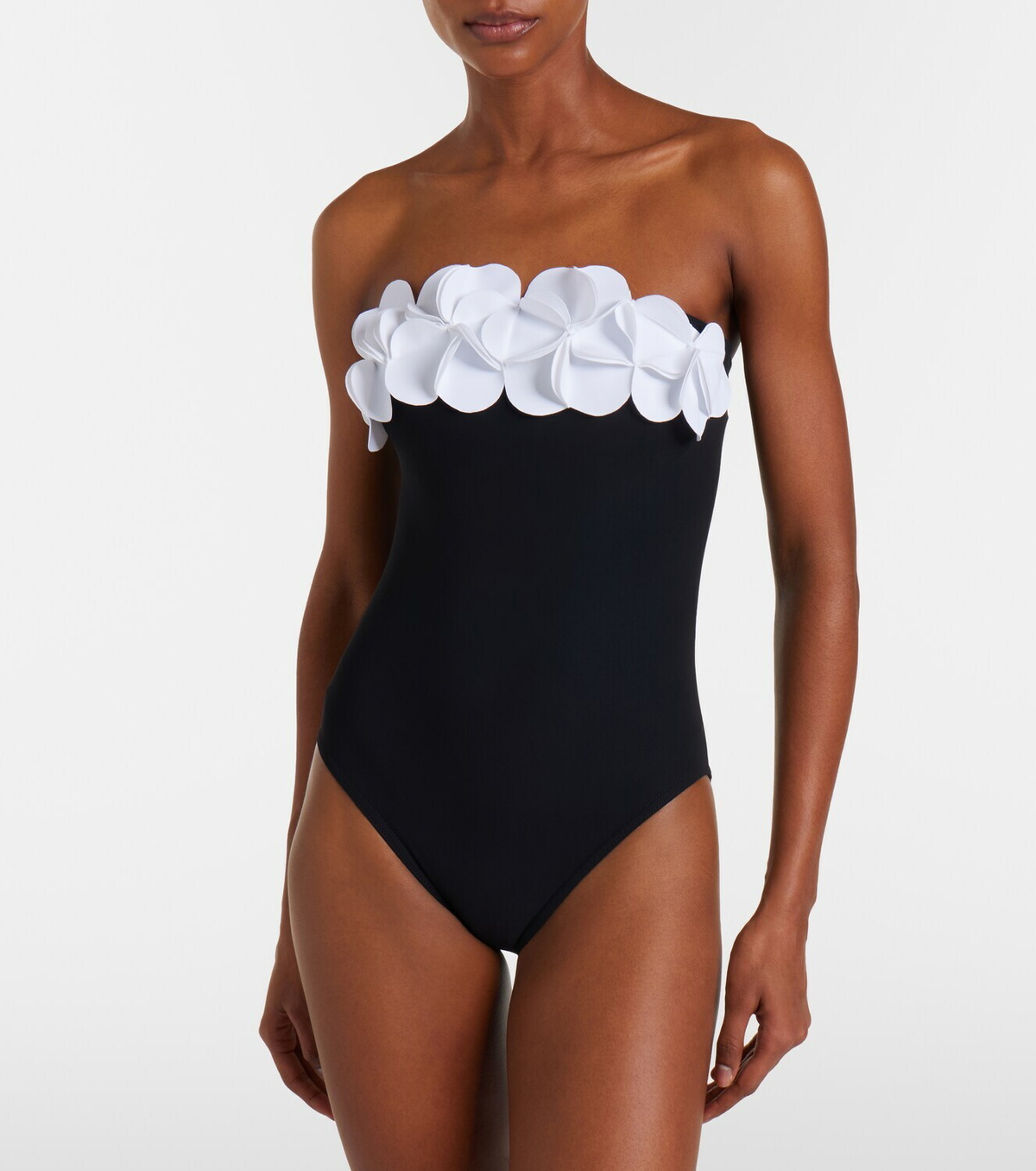 Karla Colletto Tess floral-appliqué bandeau swimsuit