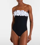 Karla Colletto Tess floral-appliqué bandeau swimsuit