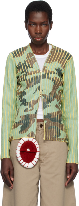 Photo: Stanley Raffington Green & Yellow Plated Knit Jacket