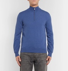 Brunello Cucinelli - Contrast-Tipped Cashmere Half-Zip Sweater - Men - Blue