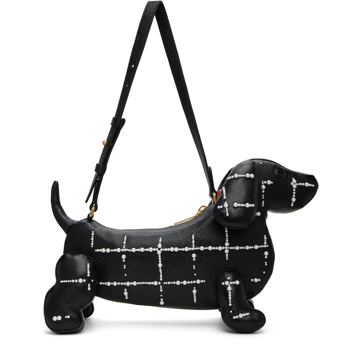 Thom Browne Black Windowpane Pearl Baby Hector Bag