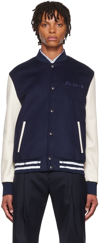 Photo: Alexander McQueen Navy Wool Varsity Jacket