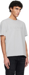 Balmain Gray Vintage 'Balmain' Embroidered T-shirt