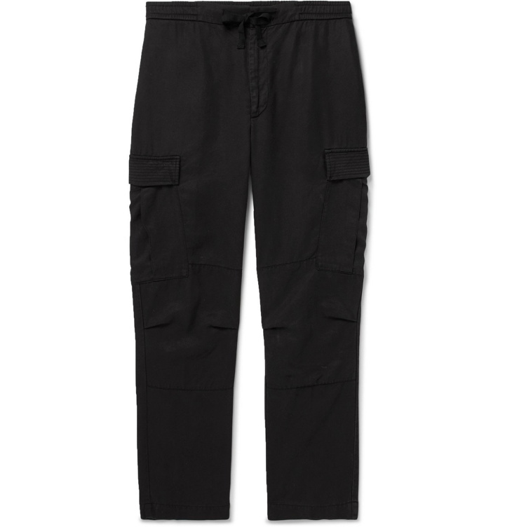 Photo: Officine Generale - Jay Garment-Dyed Tencel Drawstring Cargo Trousers - Black