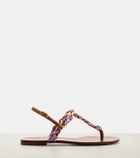 Dolce&Gabbana Majolica leather-trimmed satin thong sandals